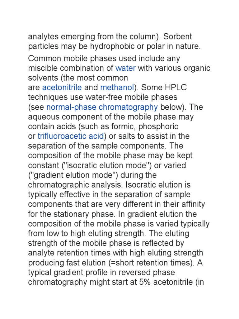 Water Acetonitrile Methanol NormalPhase Chromatography PDF High