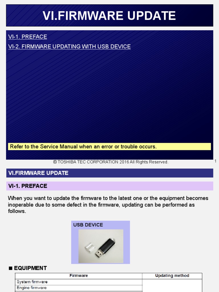 Vi - Firmware Update: Vi-1. Preface Vi-2. Firmware Updating With Usb ...
