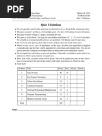 Quiz 1 Solutions: and Analysis of Algorithms