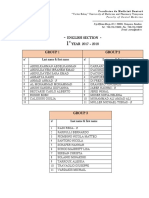 English Section YEAR 2017 - 2018 Group 1 Group 2