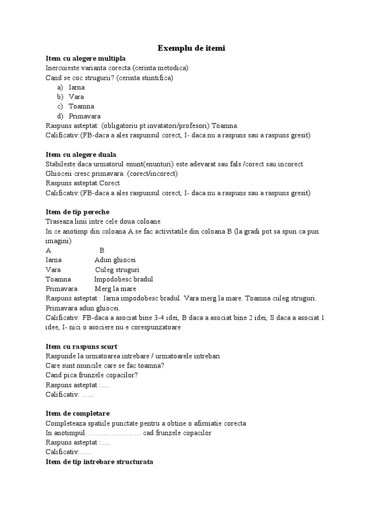Itemi Exercitii | PDF