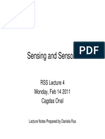 Sensing and Sensors: RSS Lecture 4 Monday, Feb 14 2011 Cagdas Onal