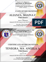 Alianza, Shaina C.: Certificate of Recognition