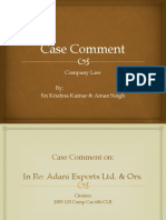 Case Comment: Company Law By: Sri Krishna Kumar & Aman Singh