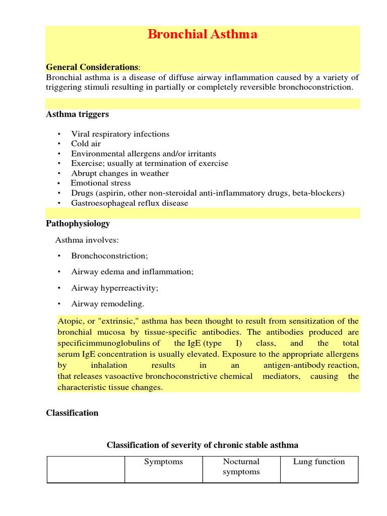 Bronchial Asthma PDF Asthma Medicine