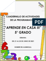 Cuadernillo 39 Semana Del 21 Al 25 de Junio 2021.