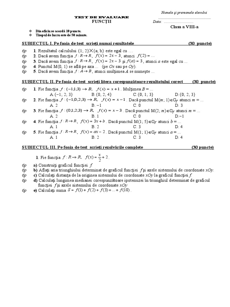 Test Functii | PDF