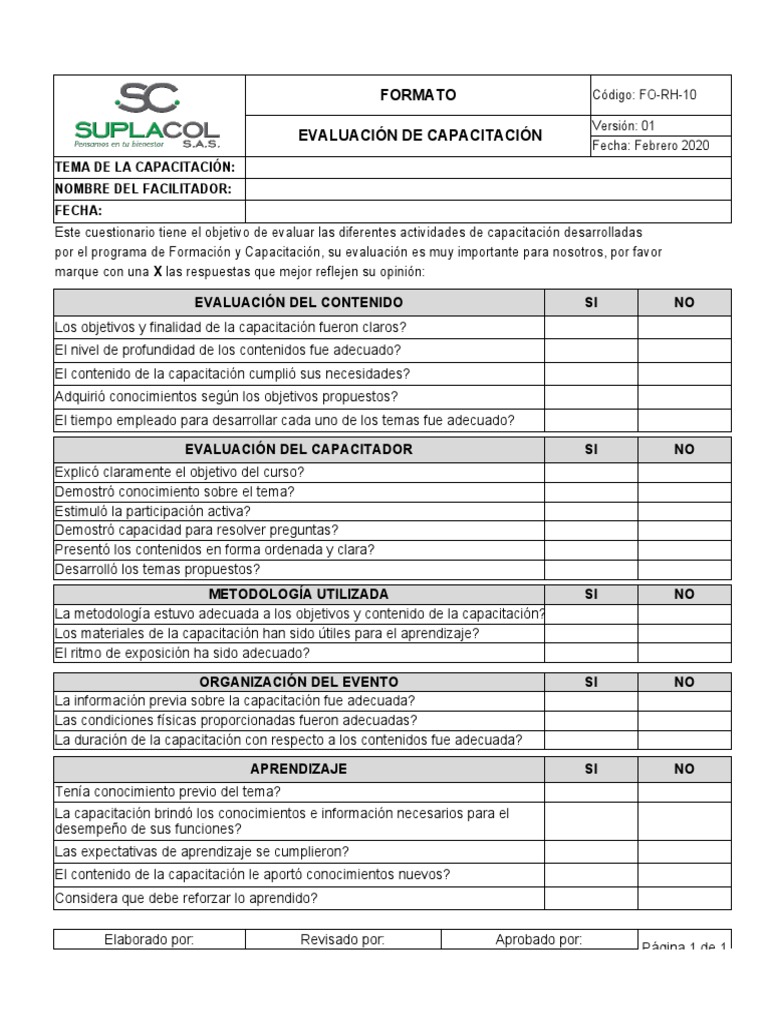 Evaluación de Capacitación Efectiva | PDF | Evaluación | Aprendizaje