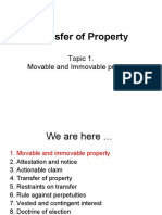 Transfer of Property: Topic 1. Movable and Immovable Property