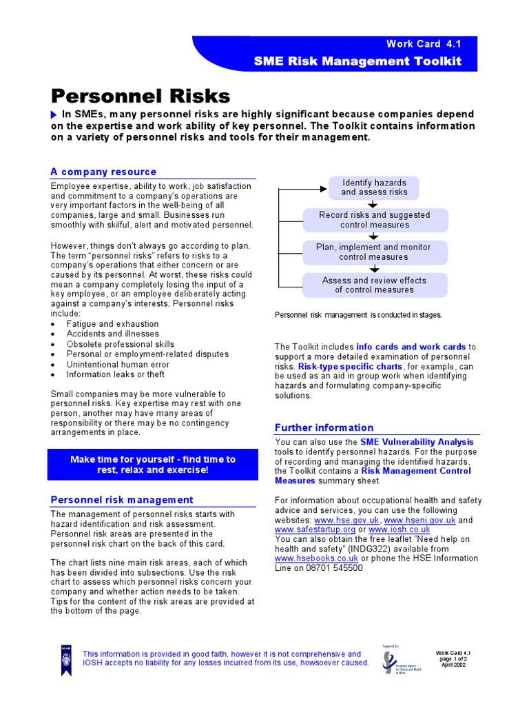 Personnel Risks | PDF | Risk | Risk Management