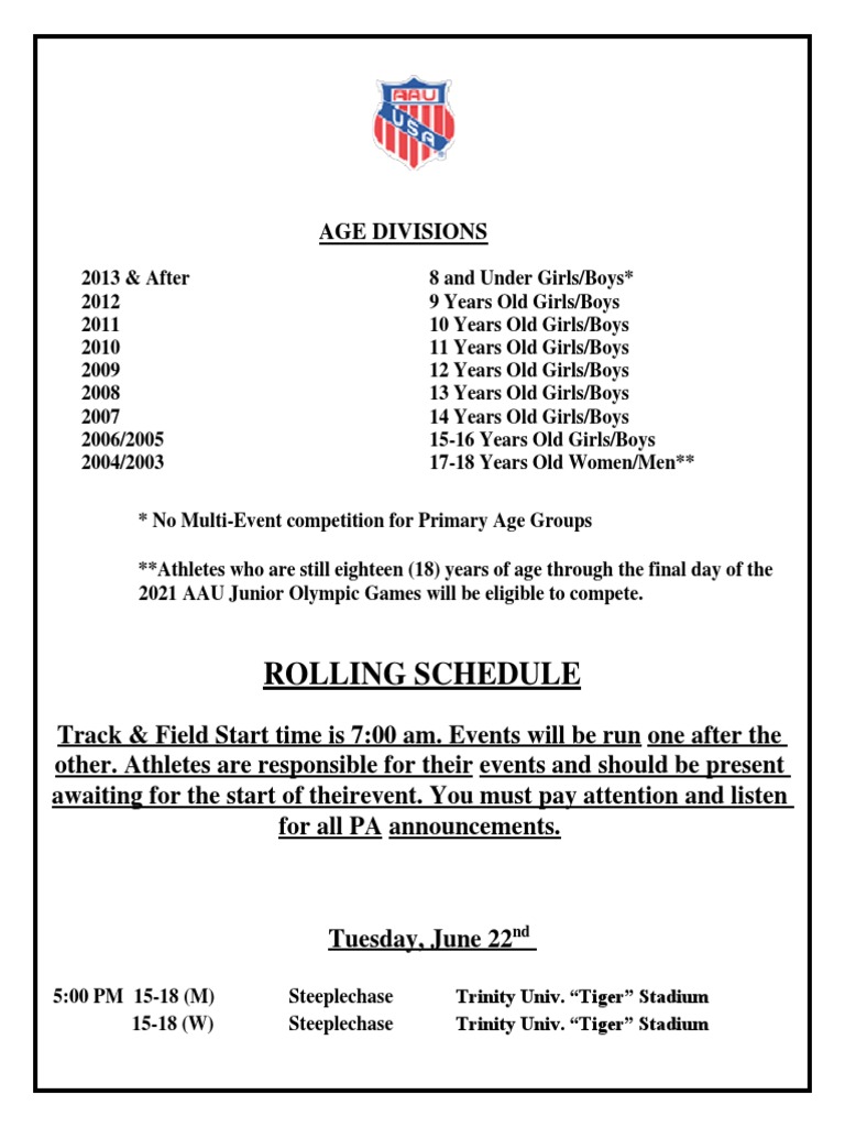 San Antonio AAU Schedule PDF Track And Field Sport Of Athletics