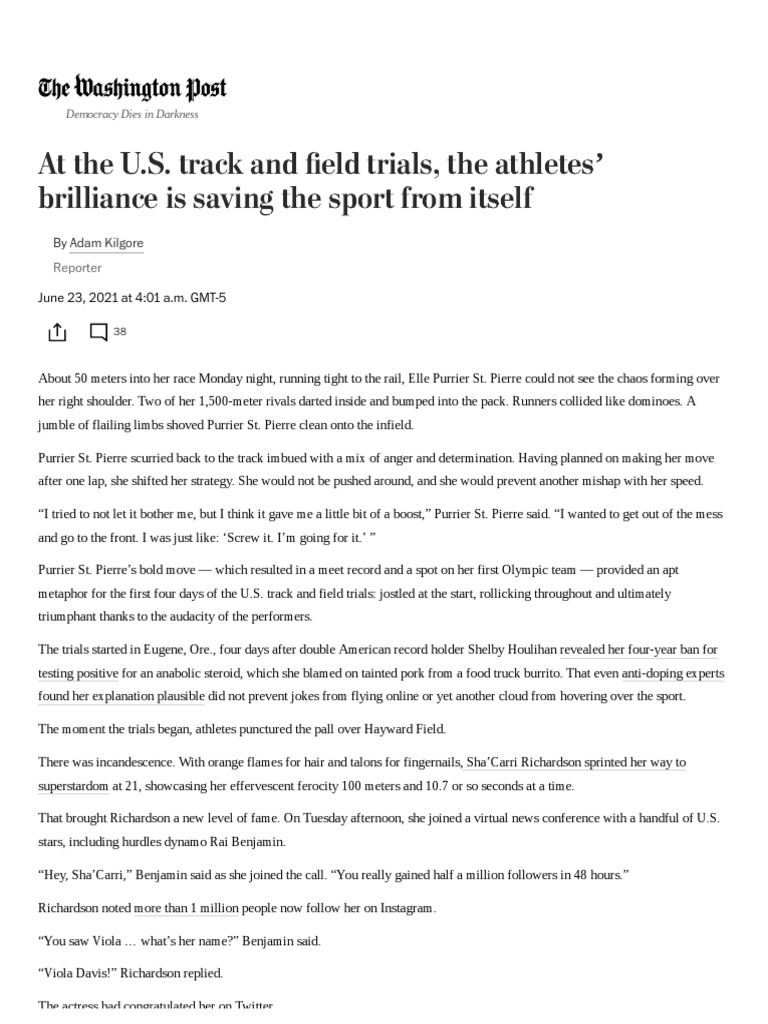 U.S. Olympic Track and Field Trials Bumpy Start Yields To Thrilling