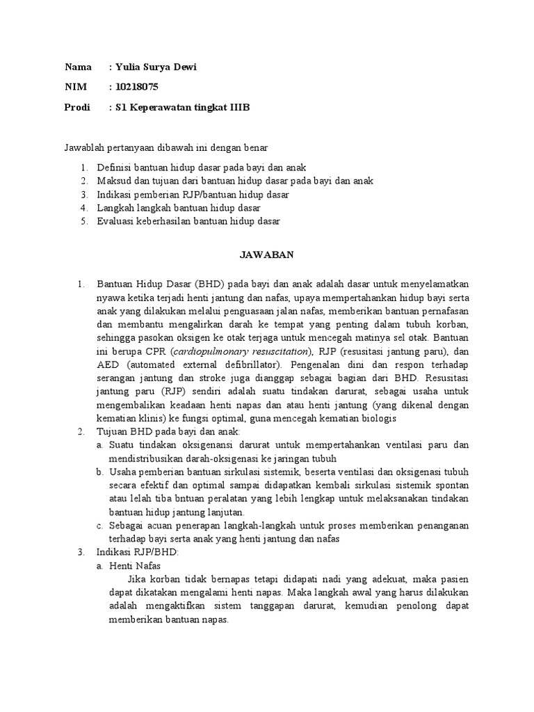 Yulia Surya Dewi 10218075 Praktikum RJP Pada Bayi Dan Anak | PDF