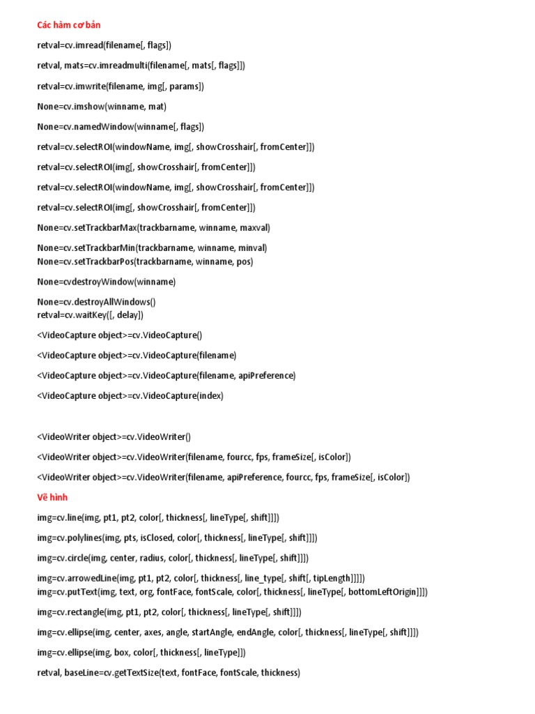 OpenCV Basic Functions Overview | PDF | Computer Graphics | Computer Vision