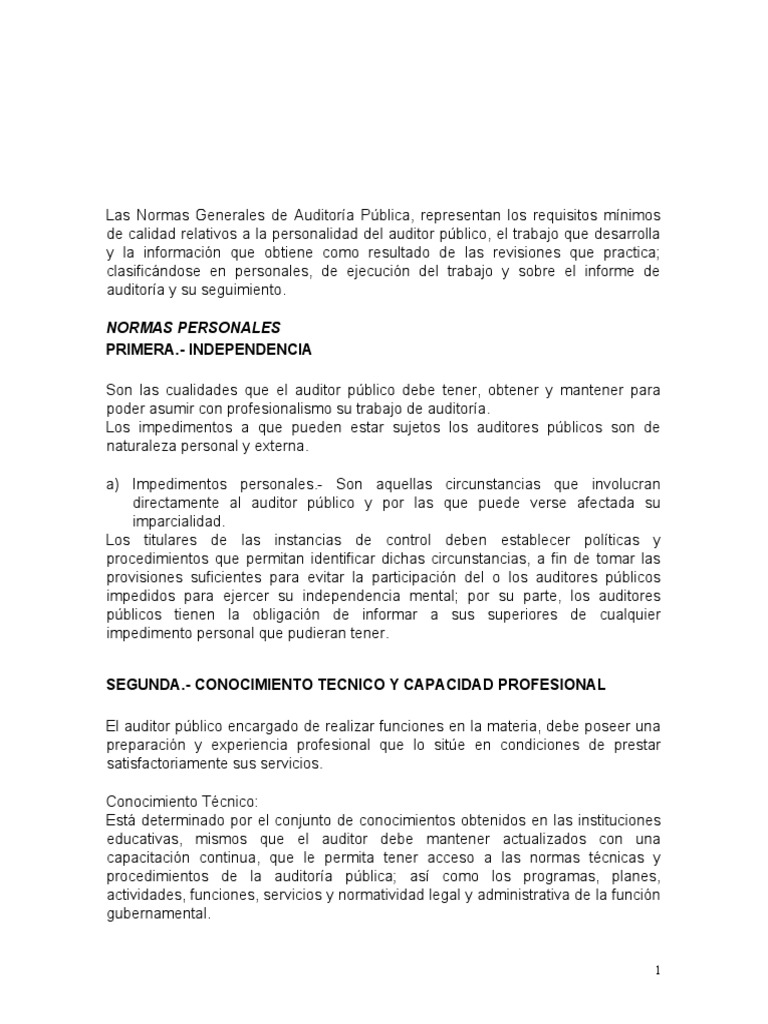 Normas Generales de Auditoria Publica | PDF | Auditoría | Contralor