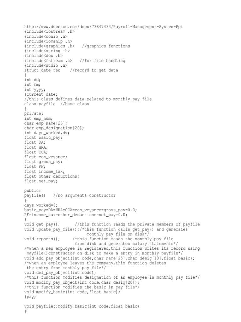Payroll Project in C++ | PDF | Software Development | Computer Programming