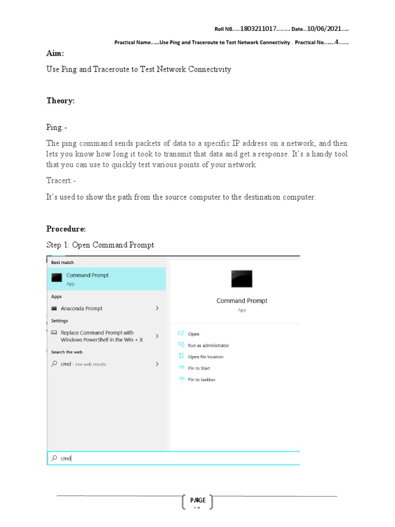 Use Ping and Traceroute To Test Network Connectivity | PDF