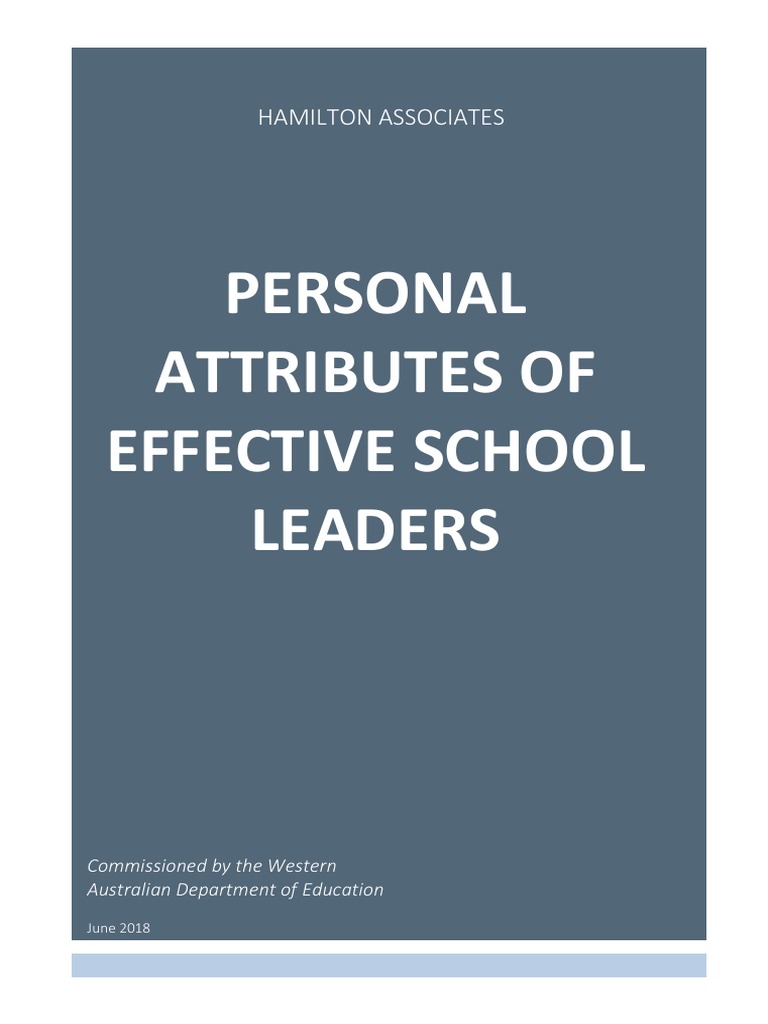 Personal Attributes of Effective School Leaders - Hamilton Associates 1 ...