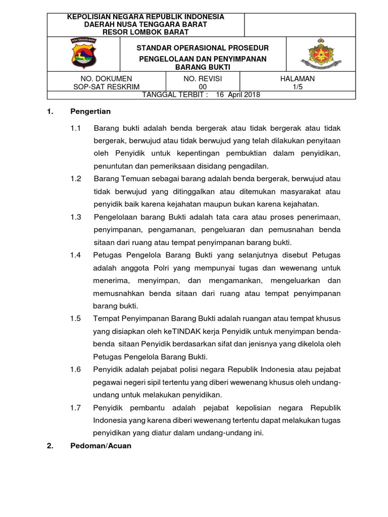 Data Sop Inisiatif Sat Reskrim Res Lobar | PDF