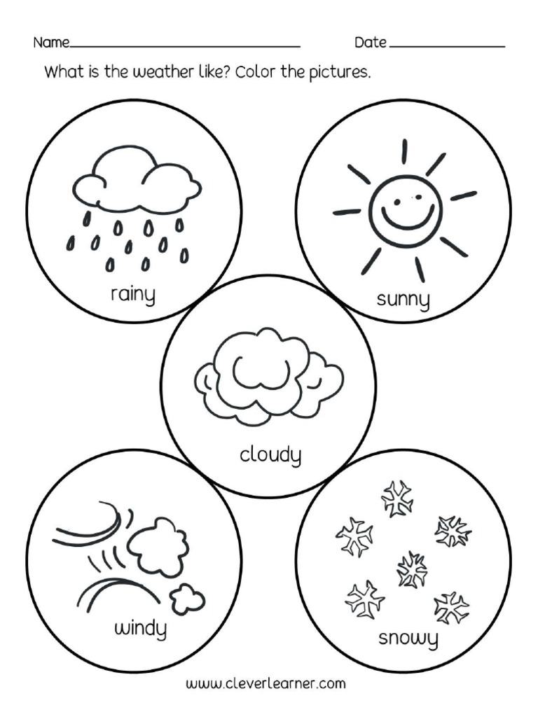 the weather coloring preschool worksheet pdf