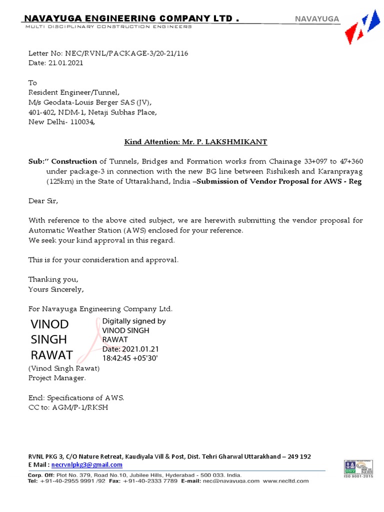 AWS Proposal Submission for RVNL Project | PDF | Metrology | Meteorology