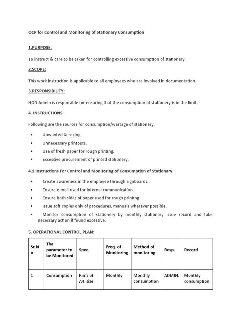 OCP For Control and Monitoring of Stationary Consumption | PDF ...