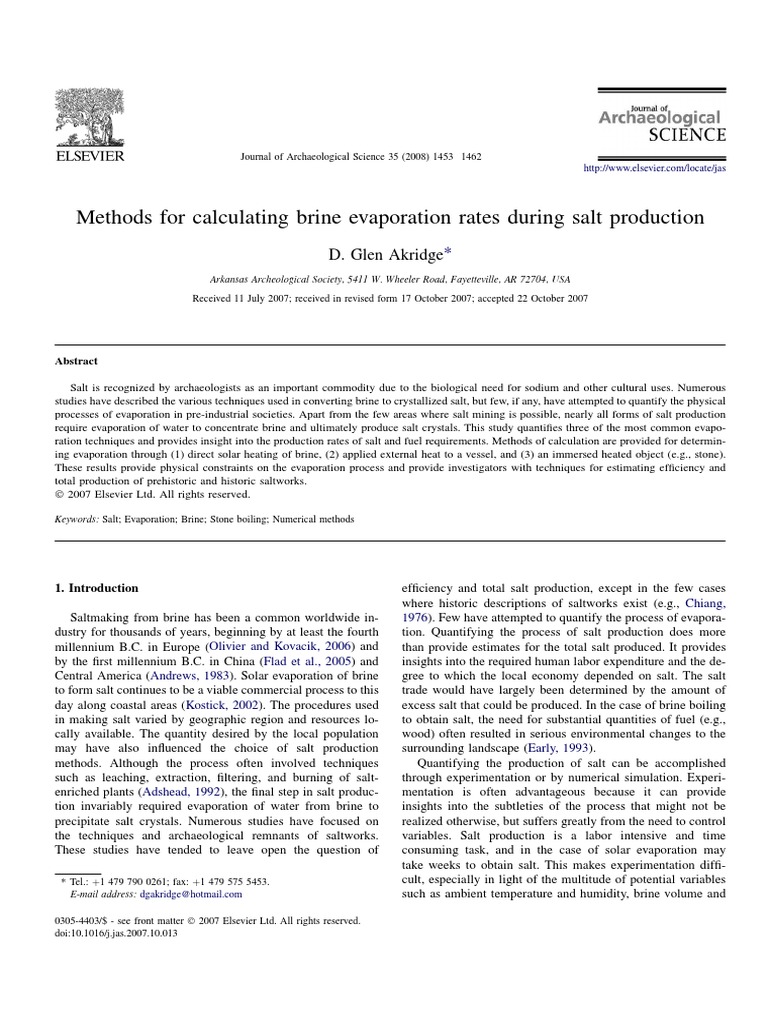 Brine Evaporation Methods in Salt Production | PDF | Sodium Chloride ...