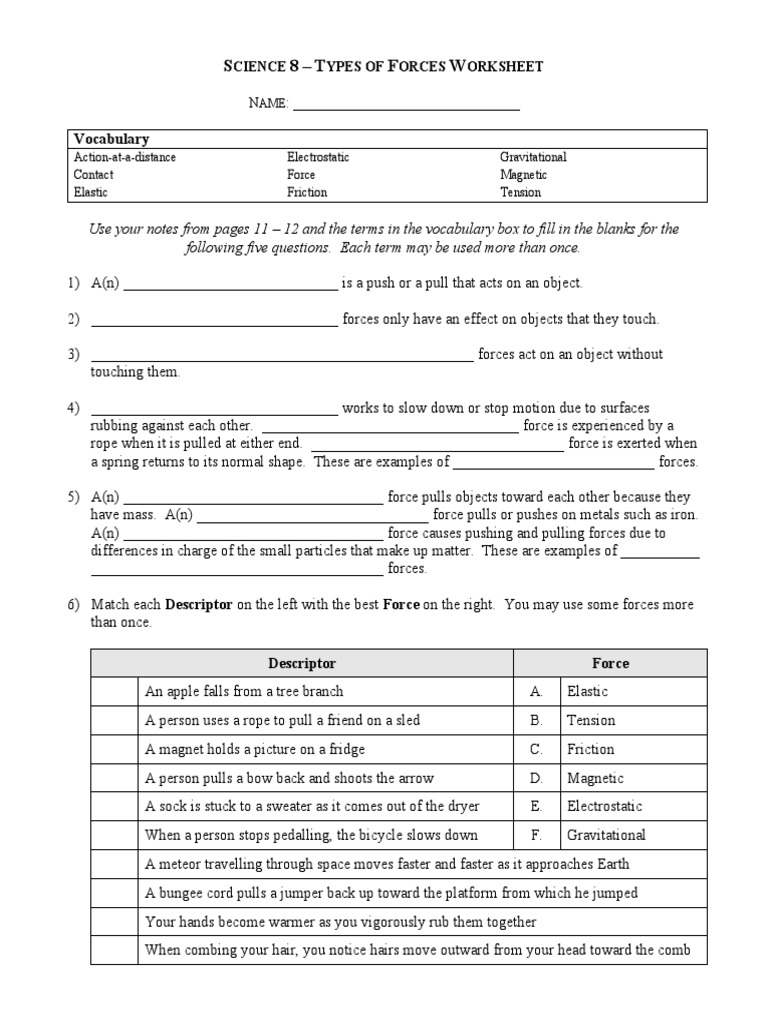 types-of-forces-worksheet-pdf-electrostatics-force