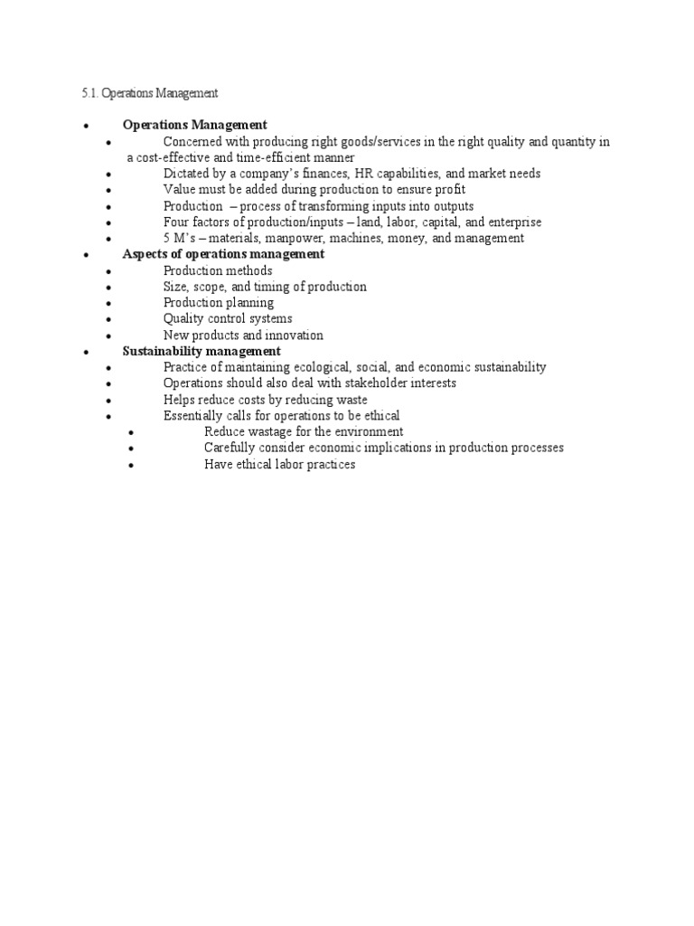 5 1 The Role of Operations Management | PDF | Business