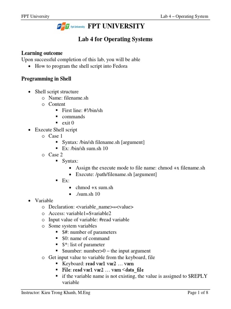 Shell Scripting Lab Guide | PDF | Parameter (Computer Programming ...