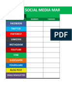 Social Media Marketing Content Calendar (Year) : Week #