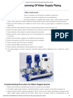 Testing Commissioning of Water Supply Piping System Network