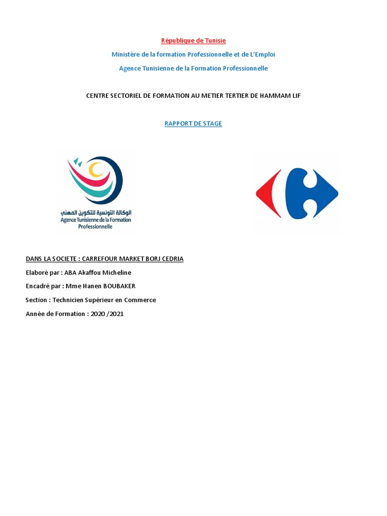 Rapport De Stage Carrefour Market Pdf Emi Rapport | PDF | Détaillants en alimentation | Commerce de détail