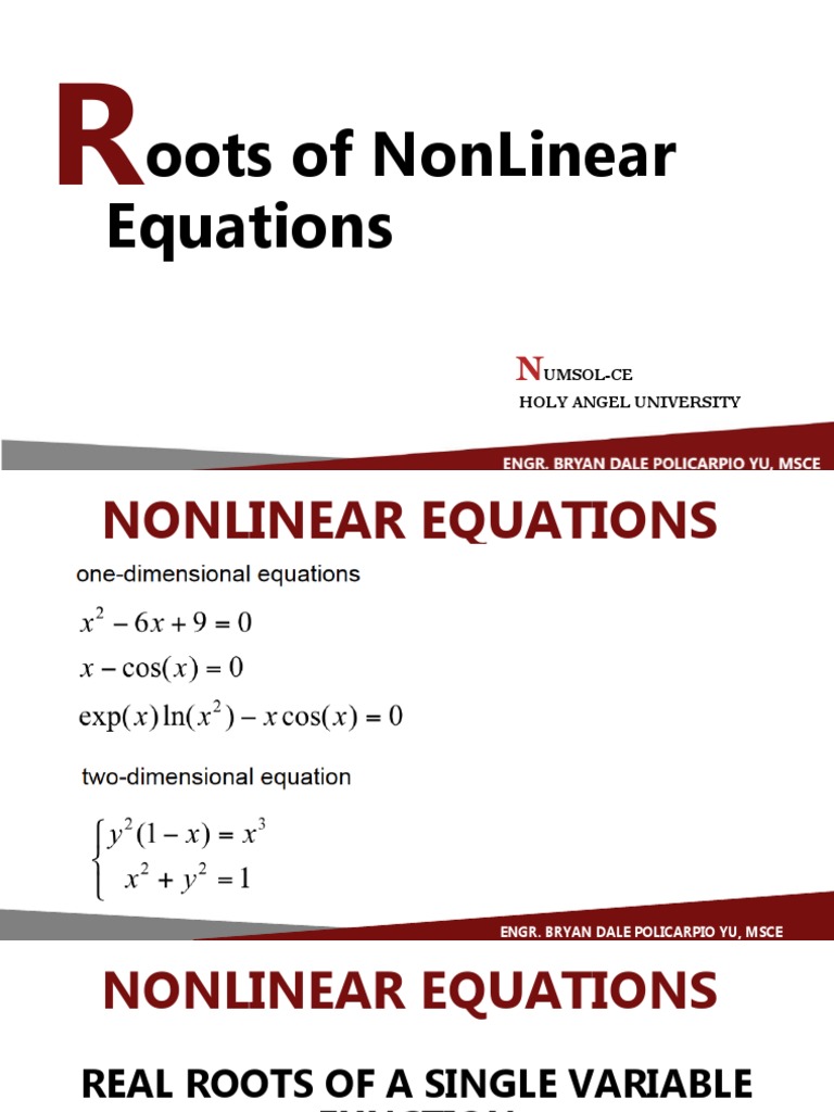 Roots of Nonlinear Equations Methods | PDF | Nonlinear System ...