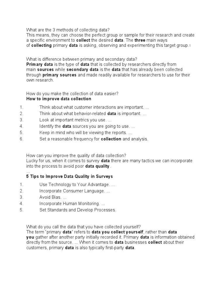 What Are The 3 Methods of Collecting Data PDF