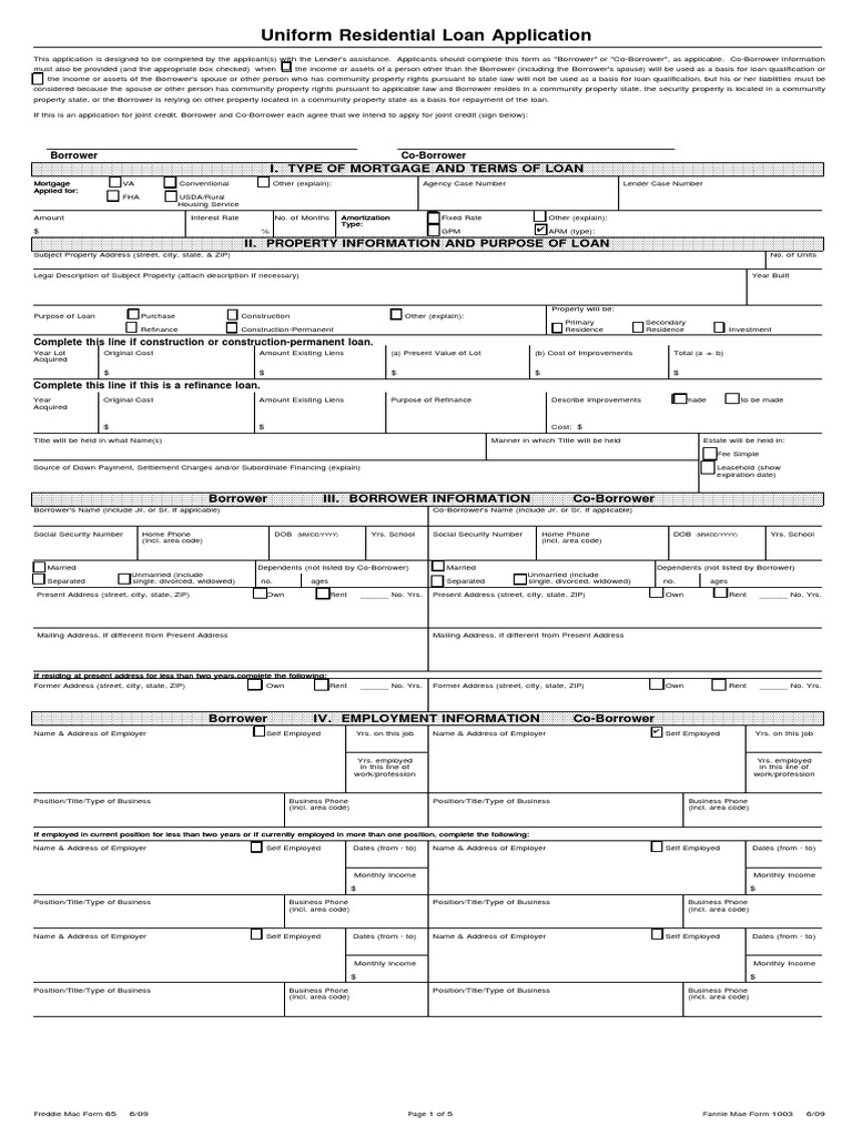 Residential Mortgage Application With Addendum PDF Loans Savings