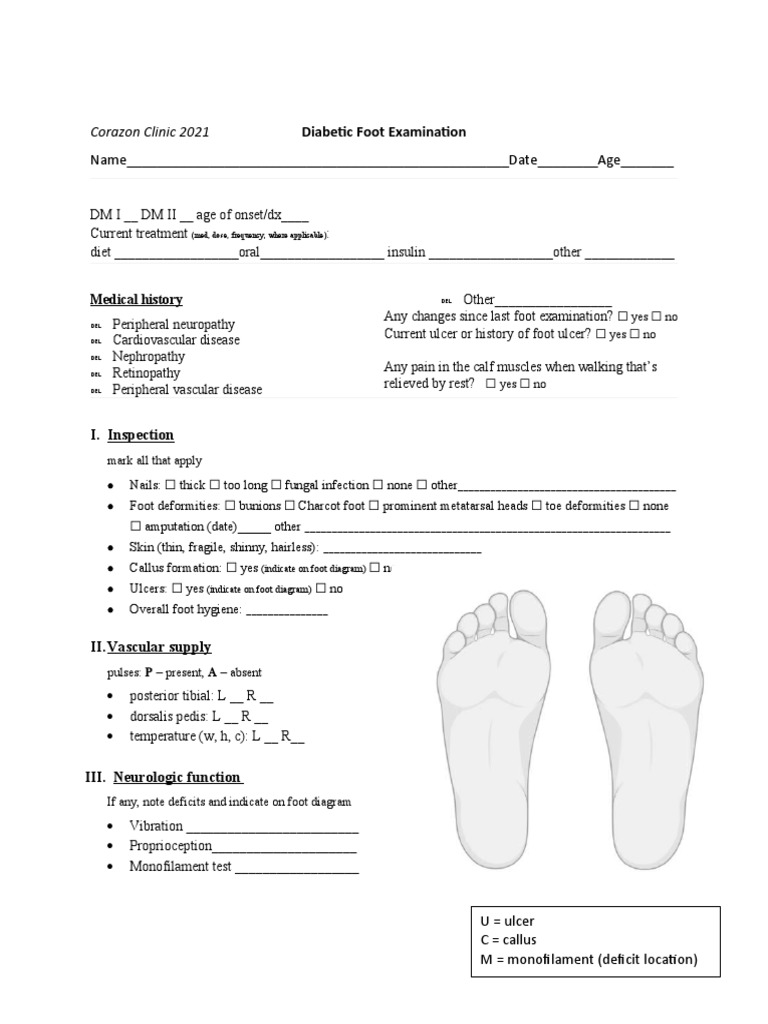 diabetic foot examination | pdf