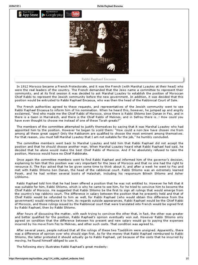 Rabbi Raphael Encaoua | PDF | Rabbi | Halakha