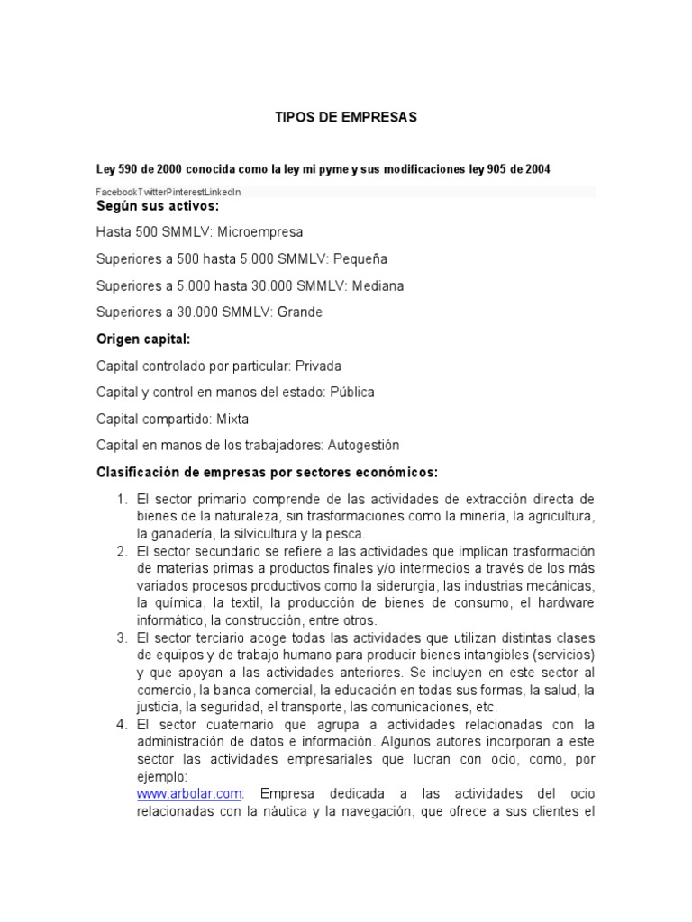 Guía de Tipos de Empresas y Sociedades | PDF | Empresas | Economias