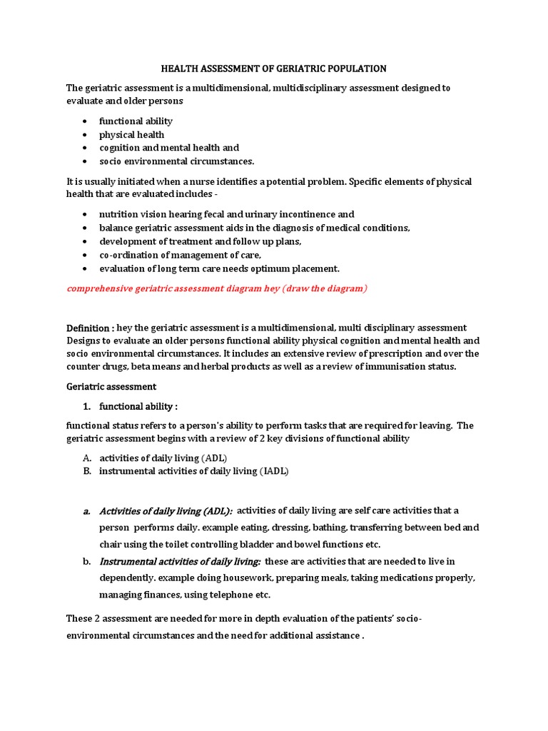 Comprehensive Geriatric Assessment Diagram Hey (Draw The Diagram) | PDF ...