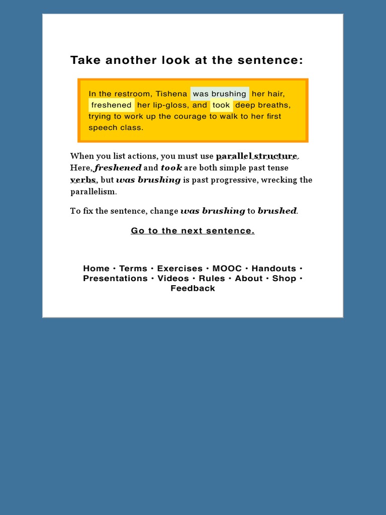 Grammar Bytes Parallel Structure Exercise 1 Pdf