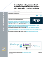 Synthesis and Photocatalytic Activity of Nanocomposite Based On Sodium Alginate From Brown Algae With Zno Impregnation