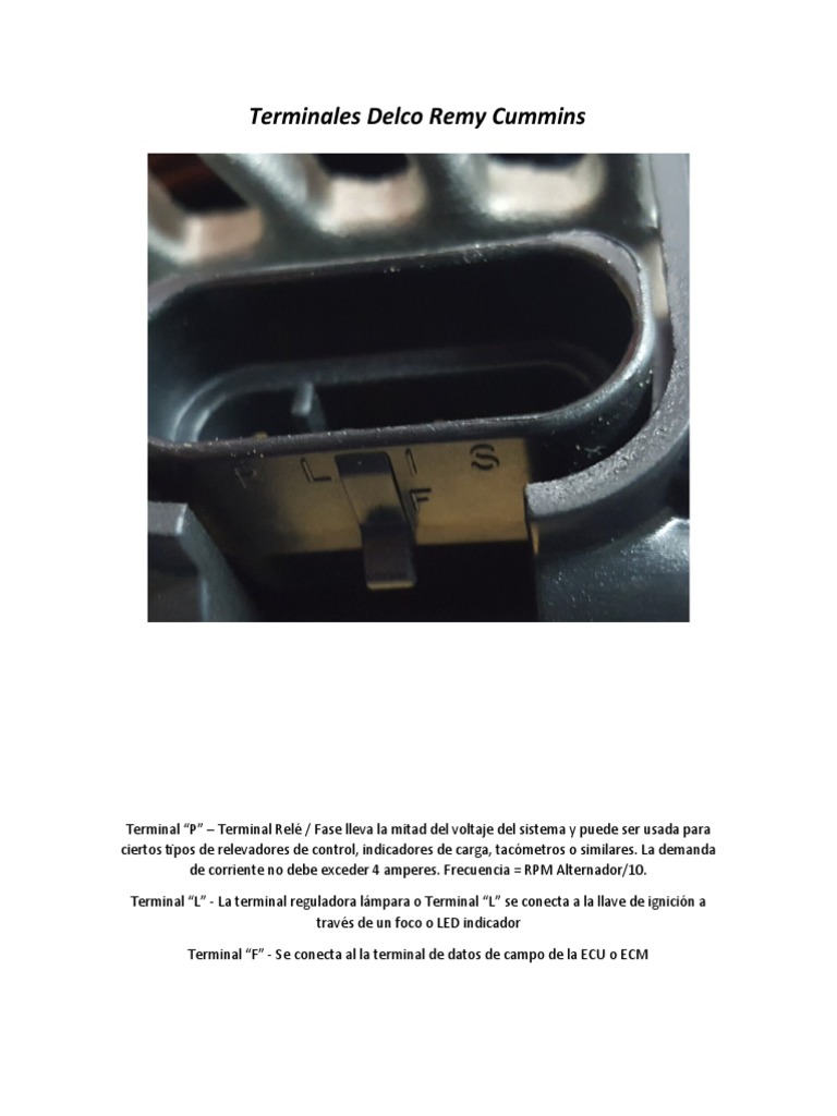Delco Remy Cummins Alternator Terminals | PDF | Components ...