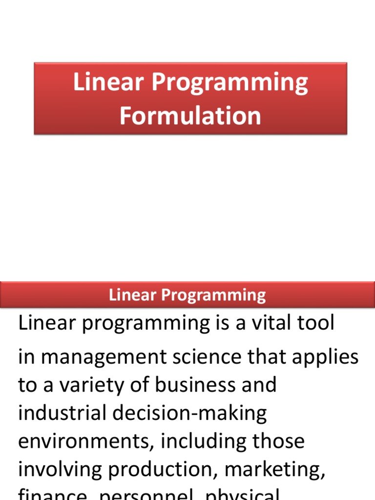 Lp Formulation And Graph Pdf Linear Programming Mathematical