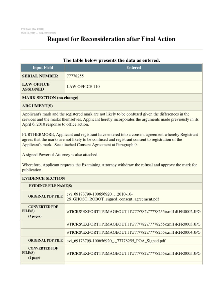 Trademark Application 77778255 Office Action Response (Featuring