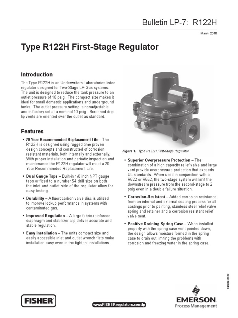 Data Sheets Type r122h First Stage Regulator Bulletin Fisher en en ...