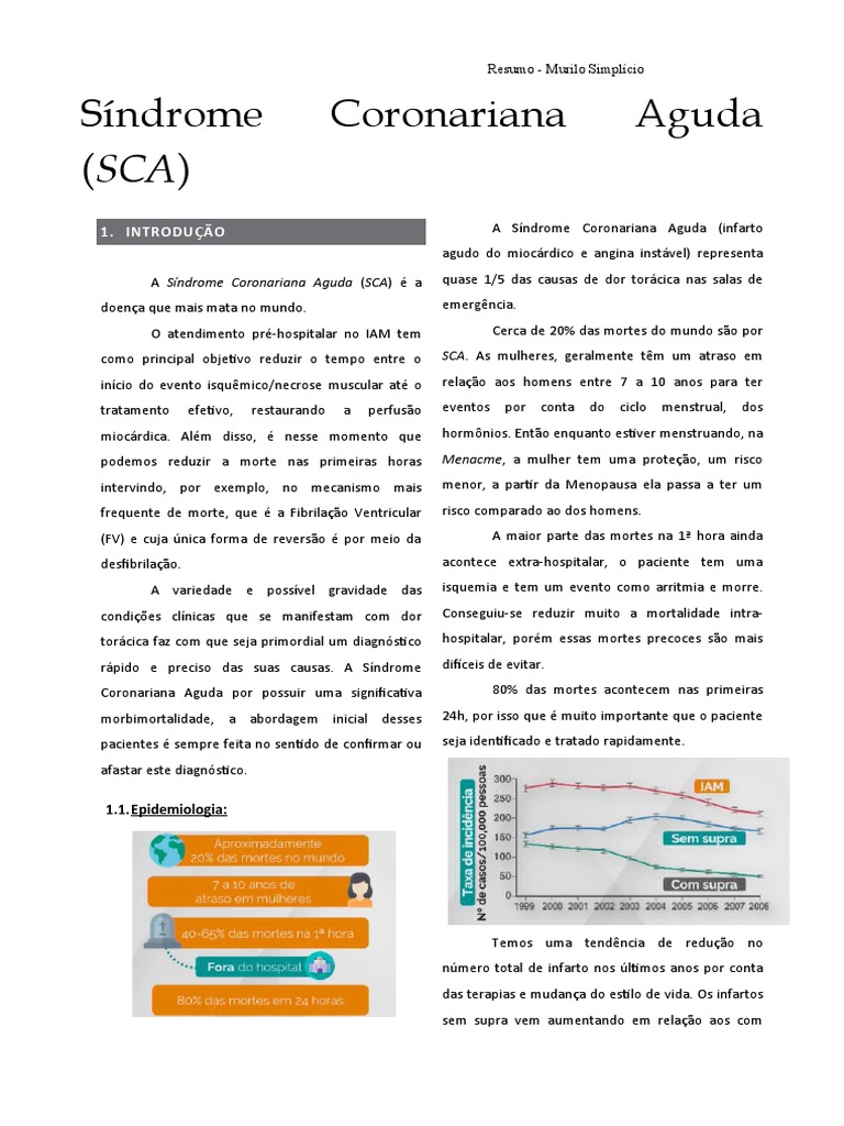 Síndrome Coronariana Aguda (SCA) | PDF | Circulação coronária | Infarto ...