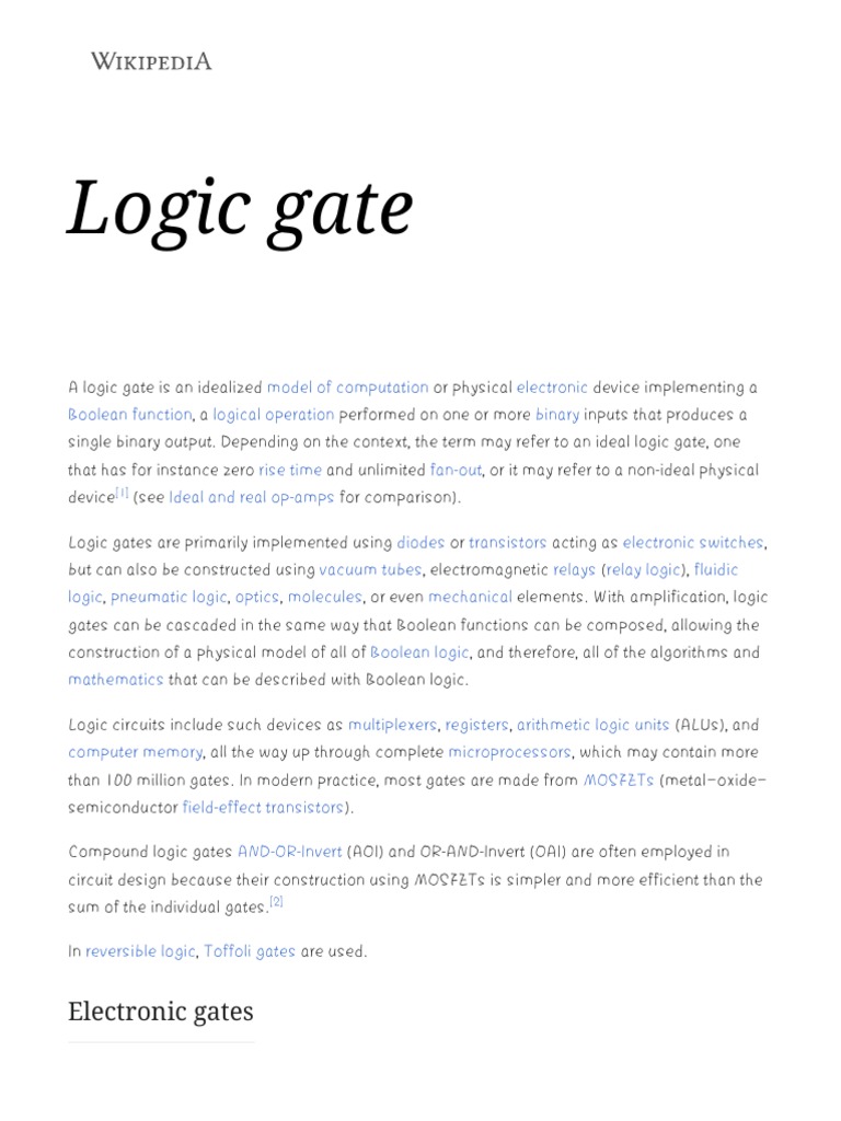 Logic Gate Wikipedia PDF Logic Gate Cmos
