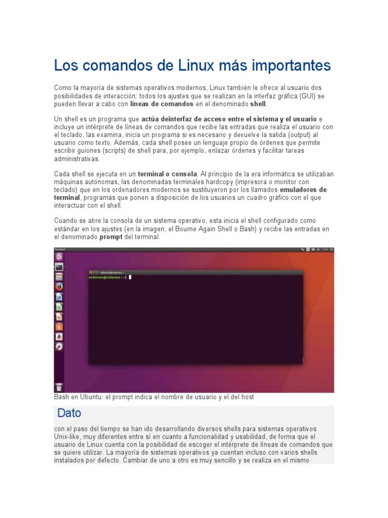 Los Comandos de Linux Más Importantes | PDF | Interfaz de línea de ...