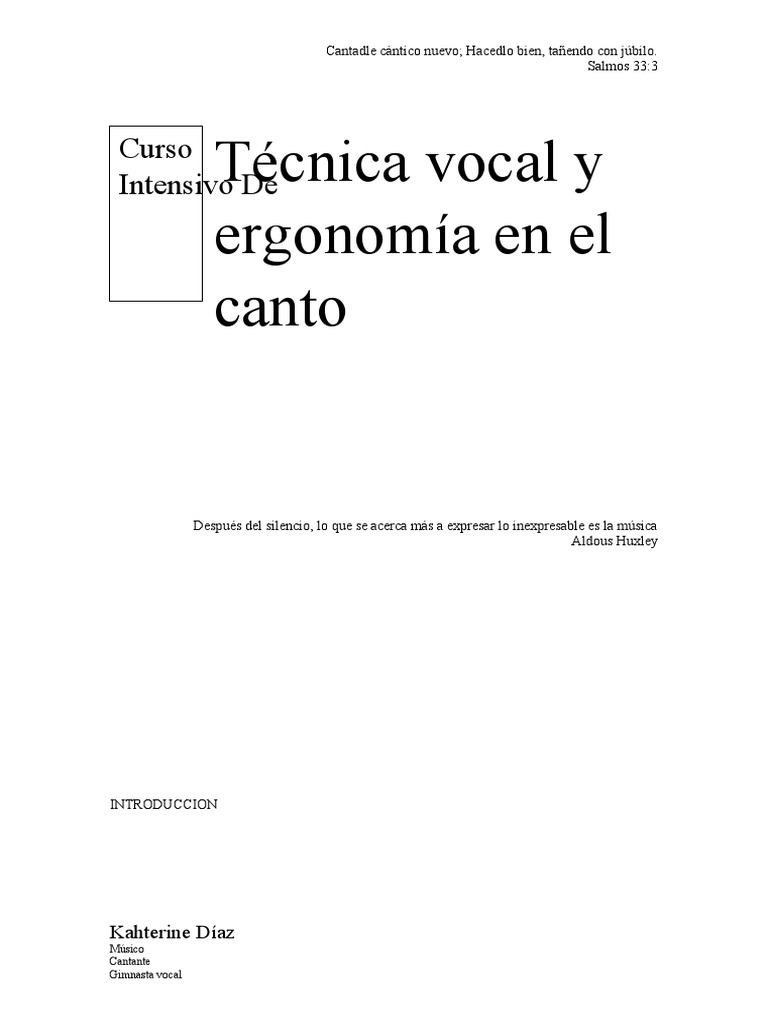 Técnica Vocal y Ergonomía en el Canto | PDF